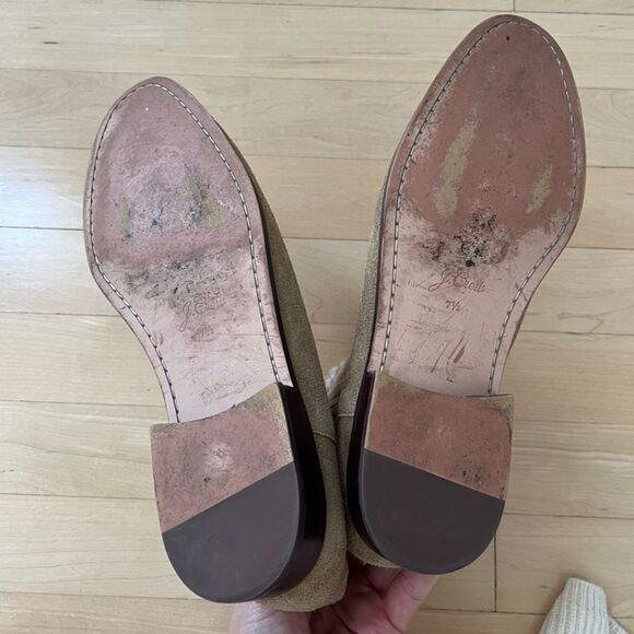 J. Crew Faux Fur Lined Suede Leather Chelsea Ankle Boots In Melted Caramel Tan - Picture 10 of 11